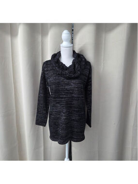 Elegant Black Cowl Neck Sweater Dress Size 16